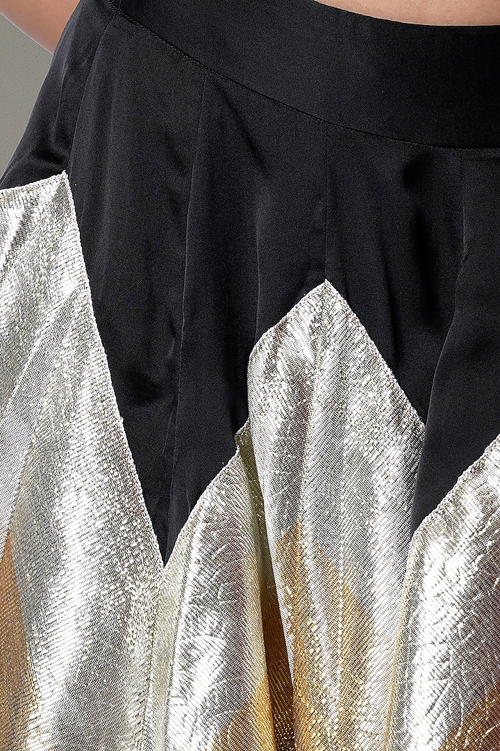Gold & Black Recycled Polyester Gota Embroidered Wedding Lehenga Set by Phatakaa at Pernia's Pop Up Shop