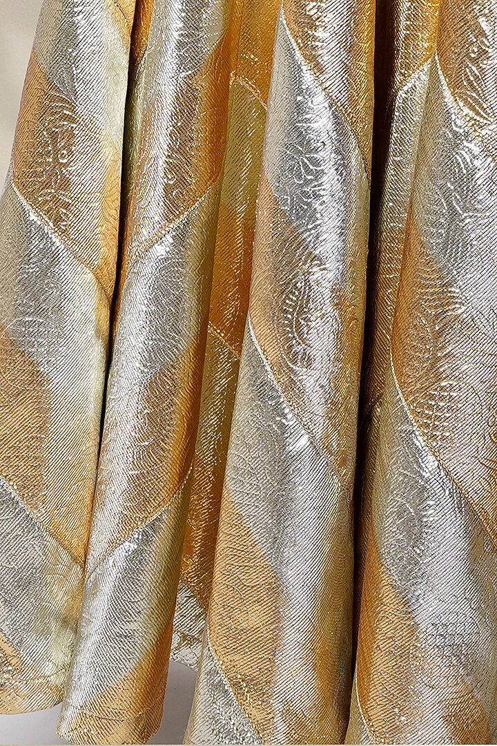 Gold Recycled Polyester Gota Embroidered Wedding Lehenga Set by Phatakaa at Pernia's Pop Up Shop