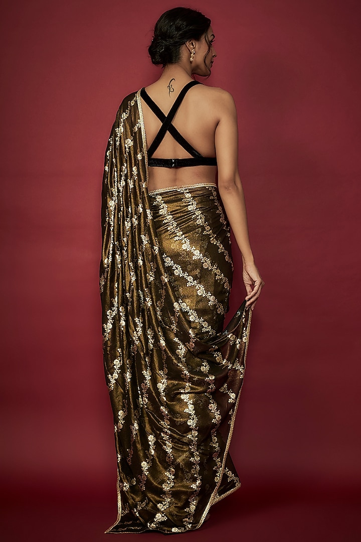 Black Georgette Leheriya Foil Printed Party Wear Saree Set by Phatakaa at Pernia's Pop Up Shop