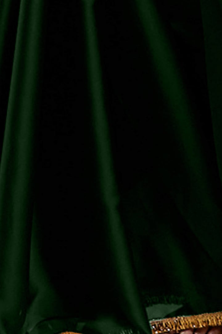 Emerald Green Satin Georgette Pre-Draped Party Wear Saree by Phatakaa at Pernia's Pop Up Shop