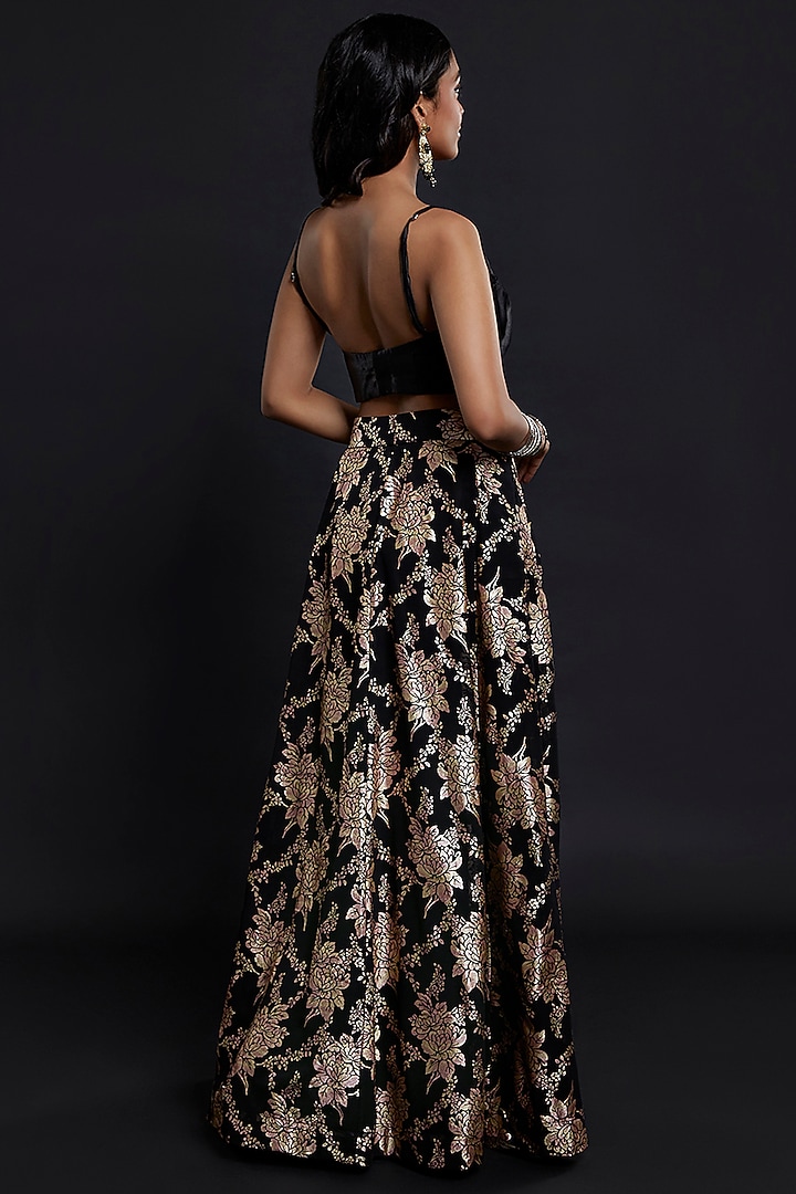 Black Recycled Polyester Lehenga Set by Phatakaa at Pernia's Pop Up Shop