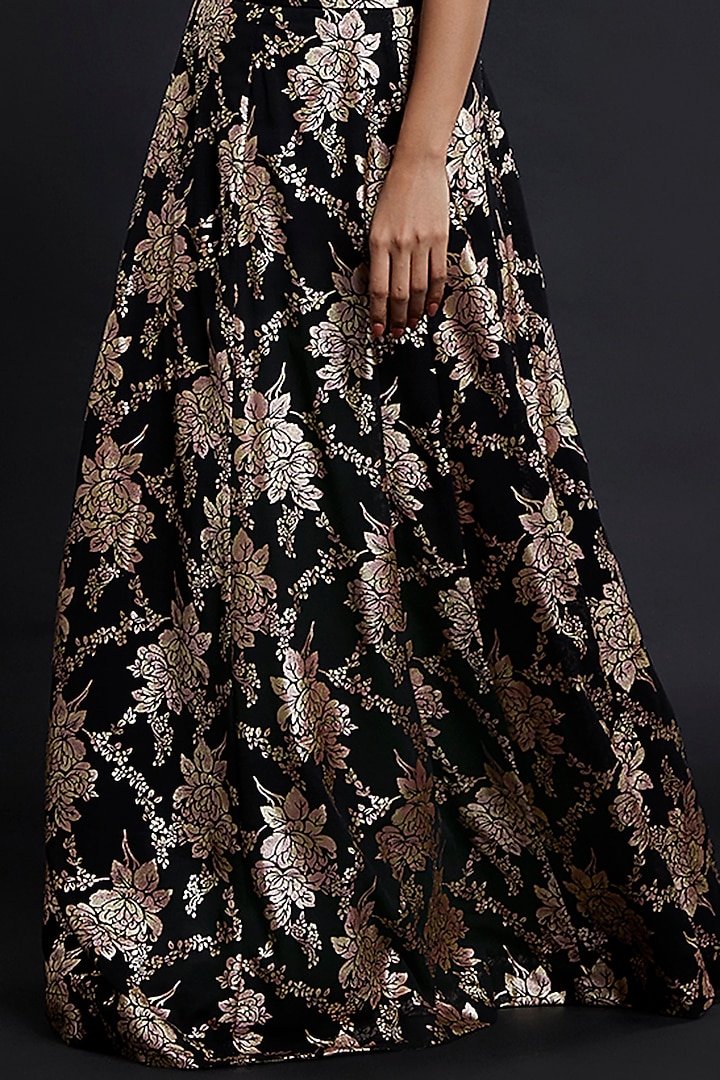 Black Recycled Polyester Lehenga Set by Phatakaa at Pernia's Pop Up Shop