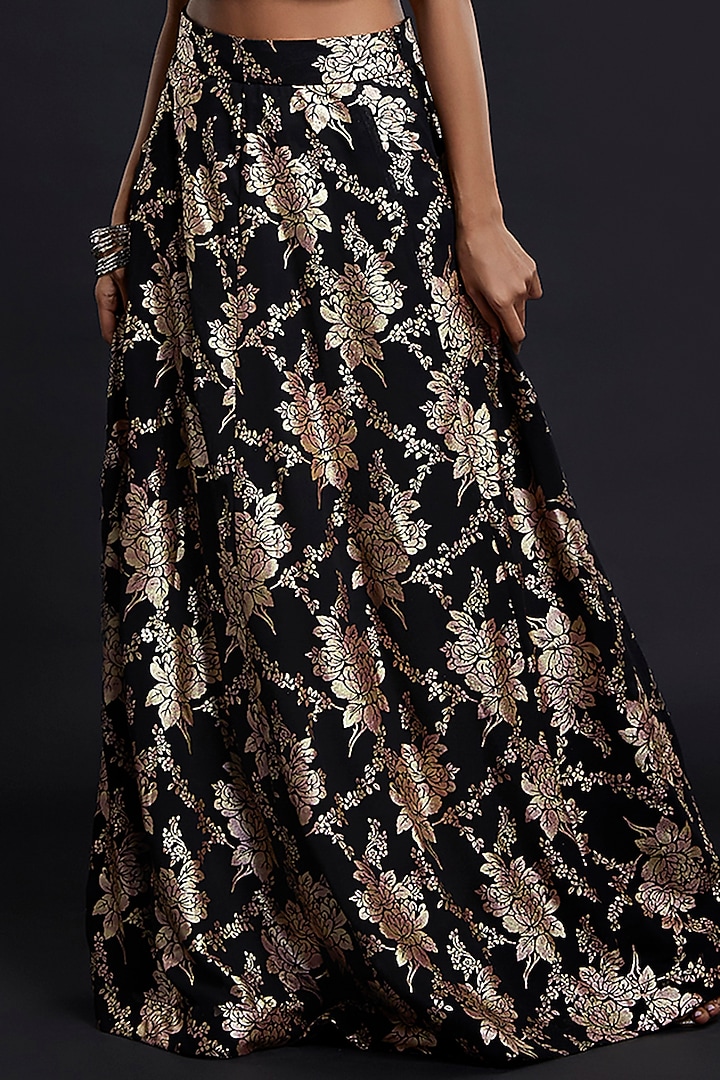 Black Recycled Polyester Lehenga Set by Phatakaa at Pernia's Pop Up Shop