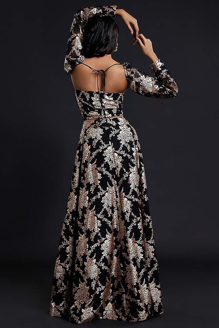 Black Recycled Polyester Lehenga Set by Phatakaa at Pernia's Pop Up Shop
