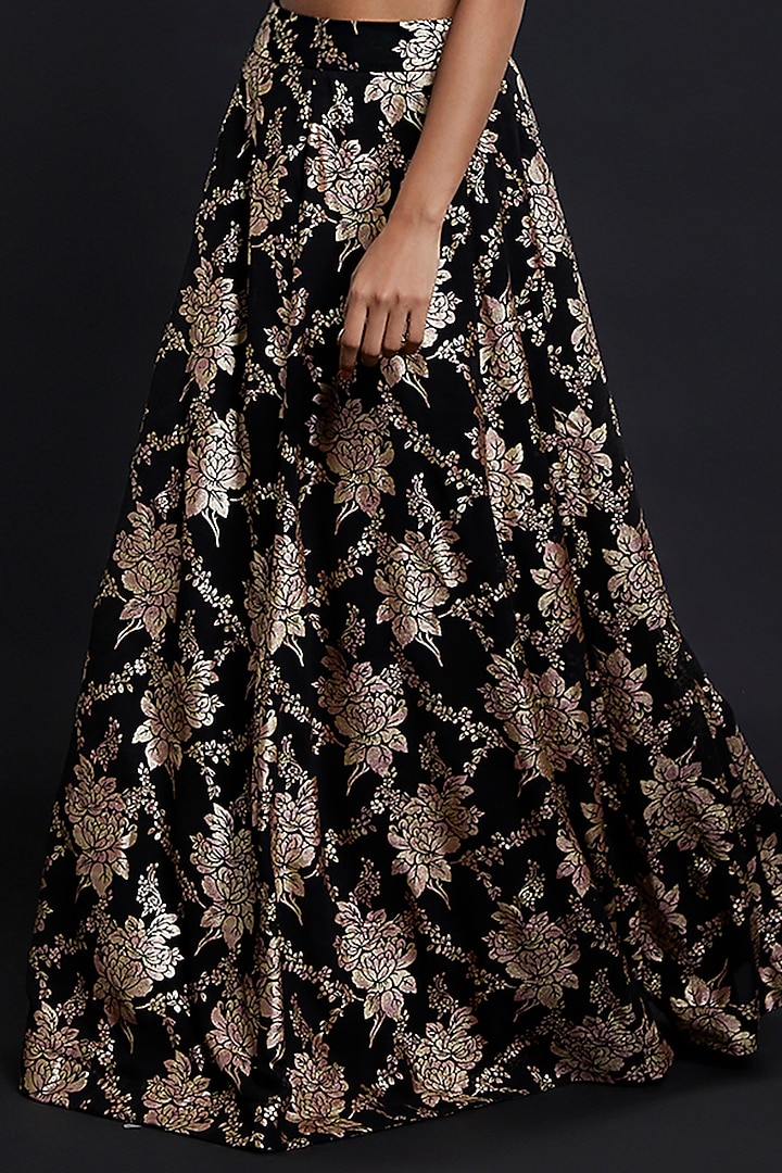 Black Recycled Polyester Lehenga Set by Phatakaa at Pernia's Pop Up Shop
