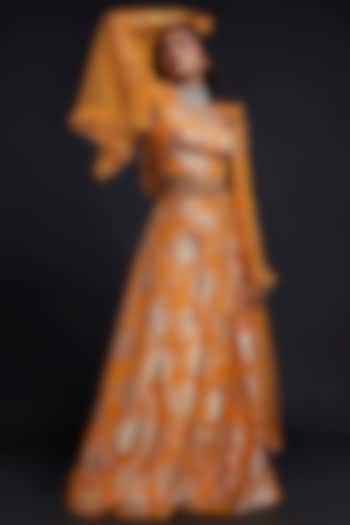 Mustard Recycled Polyester Lehenga Set by Phatakaa at Pernia's Pop Up Shop