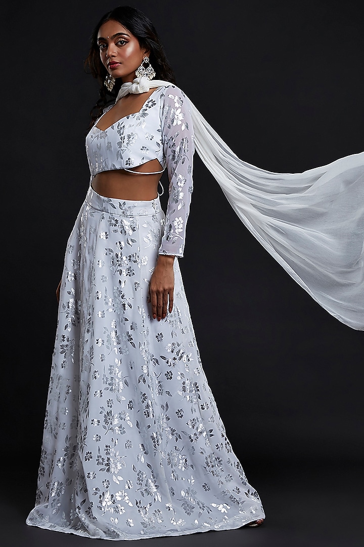 White Recycled Polyester Lehenga Set by Phatakaa at Pernia's Pop Up Shop