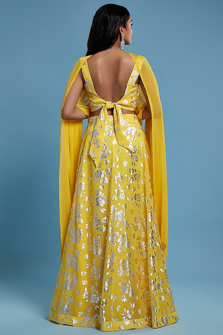 Yellow Recycled Polyester Lehenga Set by Phatakaa at Pernia's Pop Up Shop