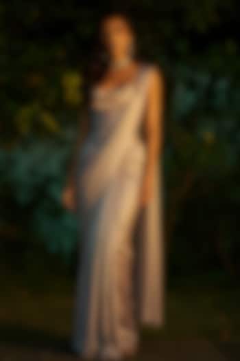 Blush Satin Crepe Pre-Stitched Corset Wedding Saree by Phatakaa at Pernia's Pop Up Shop