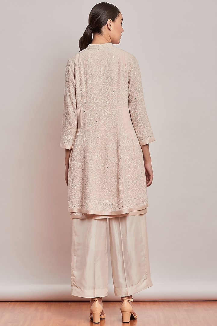 Peach Embroidered Kurta With Pants by Patine at Pernia's Pop Up Shop