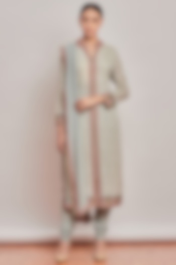 Mint Blue Embroidered Kurta Set by Patine at Pernia's Pop Up Shop