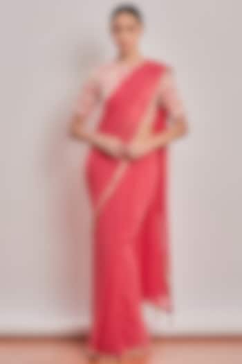 Blush Pink Embroidered Reception Saree Set by Patine at Pernia's Pop Up Shop