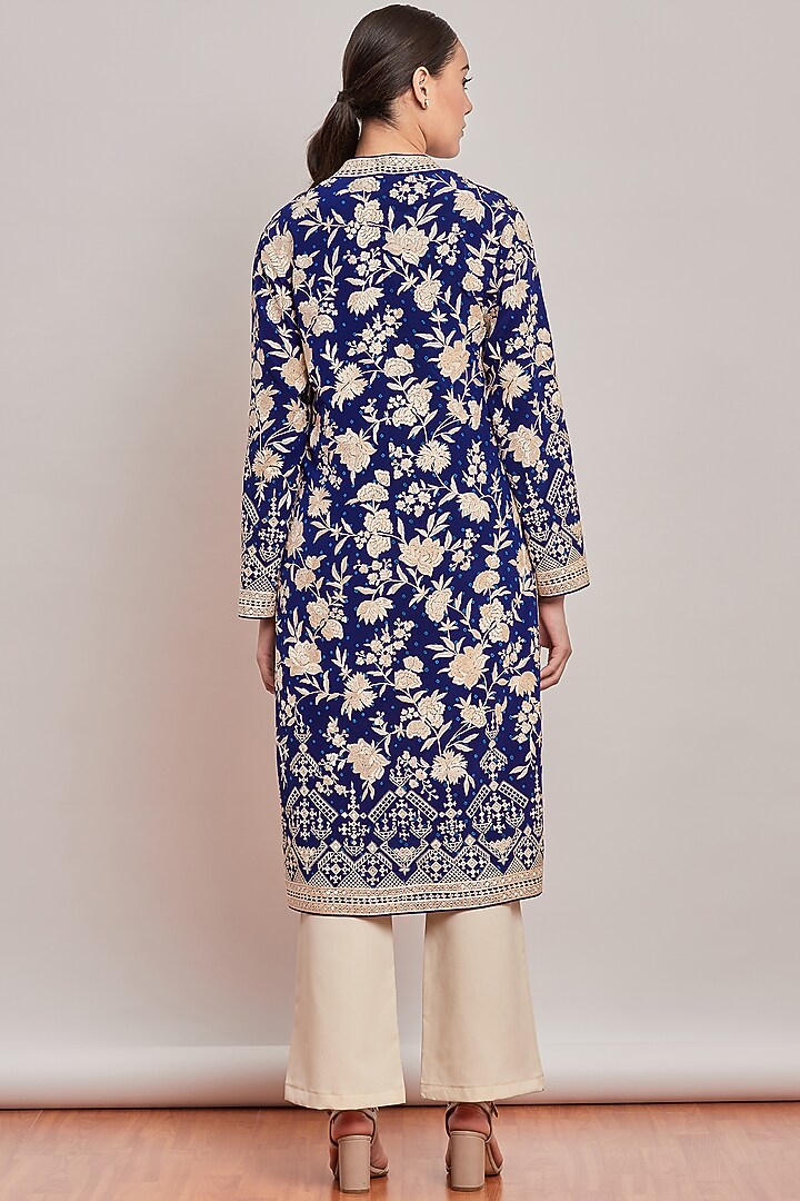 Cobalt Blue Embroidered & Tie-Dye Jacket by Patine at Pernia's Pop Up Shop