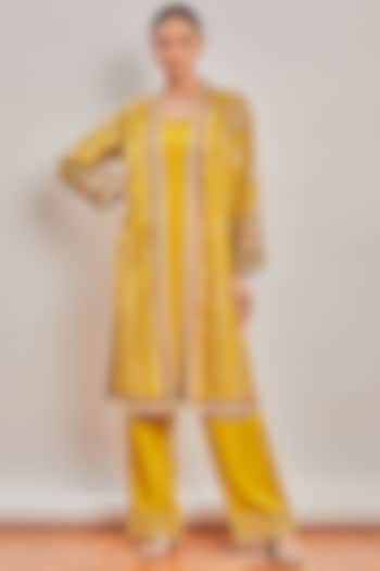 Mustard Embroidered Kurta Set by Patine at Pernia's Pop Up Shop