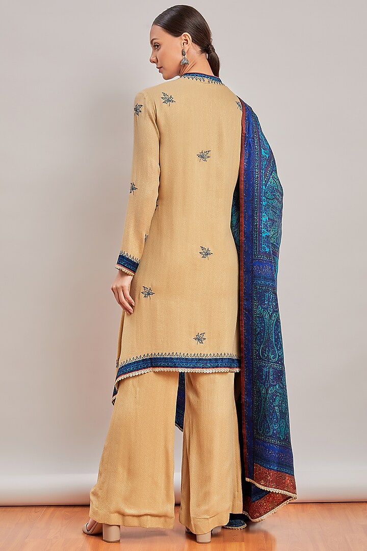 Beige Embroidered Kurta Set by Patine at Pernia's Pop Up Shop