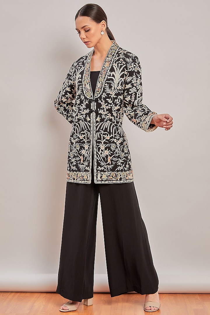 Black Embroidered Jacket by Patine