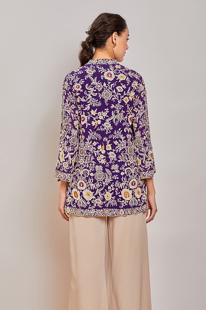 Purple Embroidered Wrap Top by Patine at Pernia's Pop Up Shop