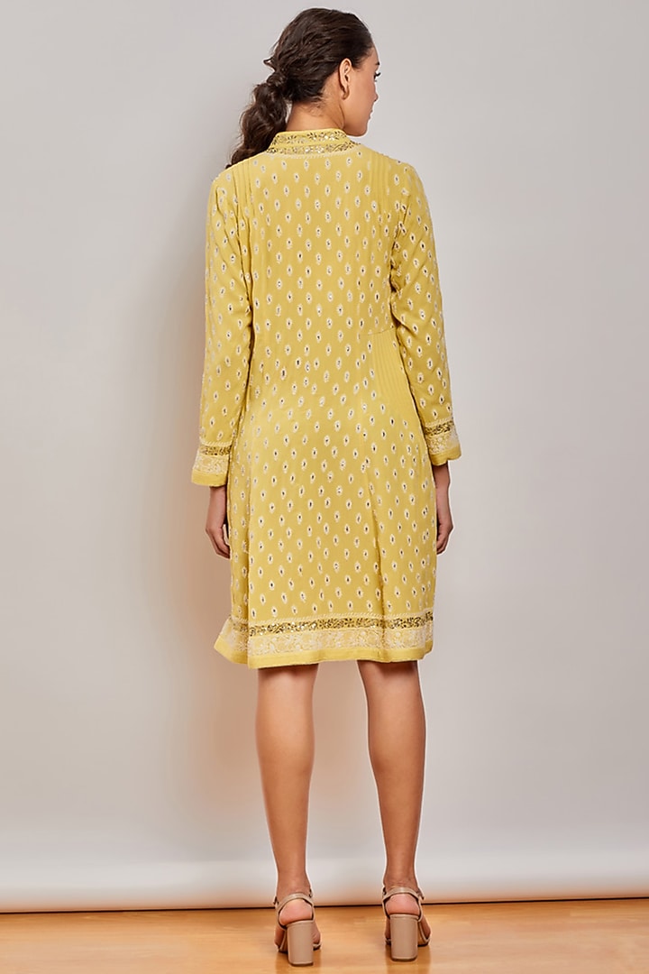 Yellow Chikankari Embroidered Party Wear Dress by Patine at Pernia's Pop Up Shop