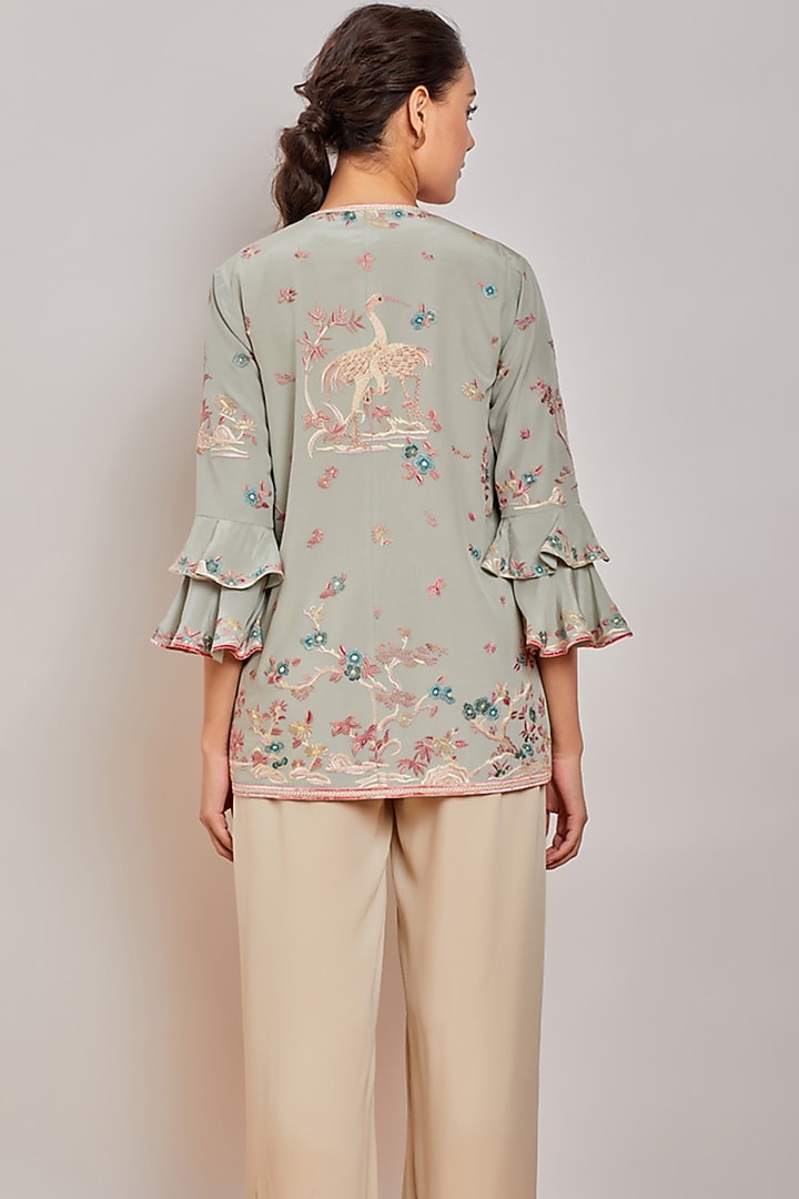 Mint Green Embroidered Jacket by Patine at Pernia's Pop Up Shop