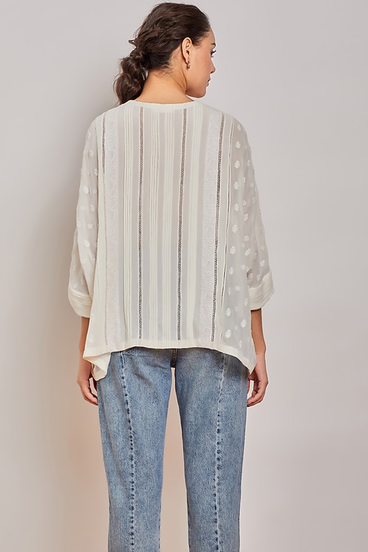 Off White Pleated Oversize Top by Patine at Pernia's Pop Up Shop