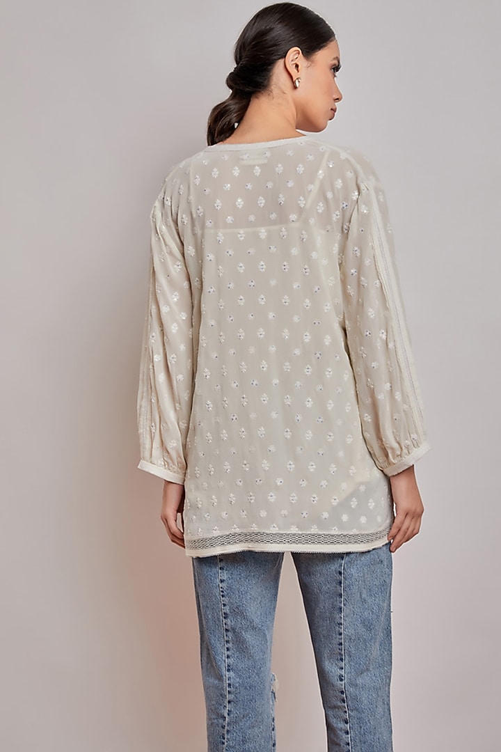 Off White Chikankari Shirt Top by Patine at Pernia's Pop Up Shop