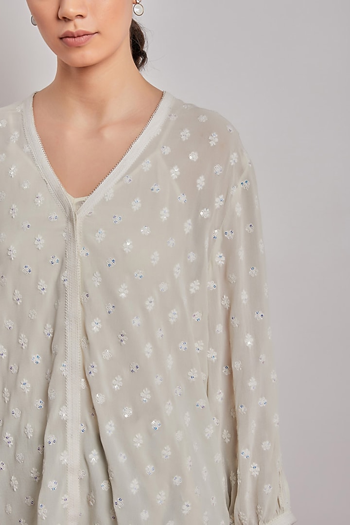 Off White Chikankari Shirt Top by Patine at Pernia's Pop Up Shop