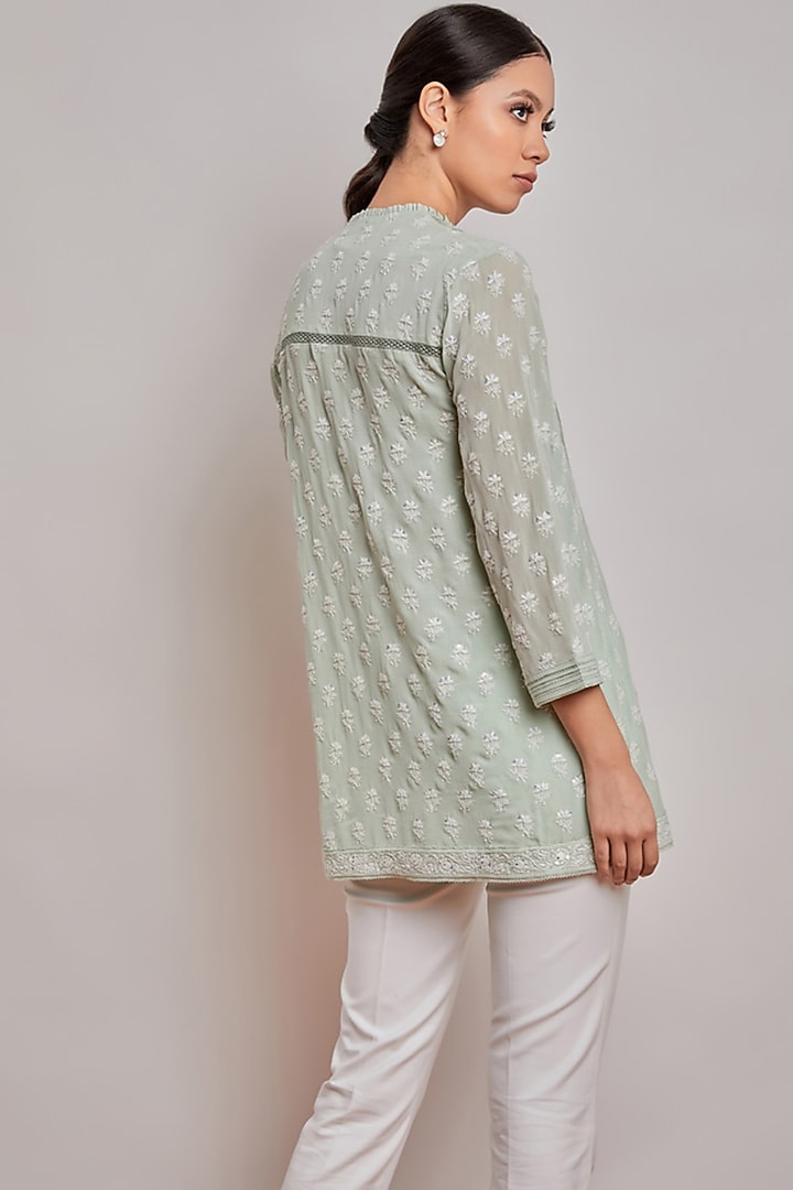 Mint Green Chikankari Tunic by Patine at Pernia's Pop Up Shop