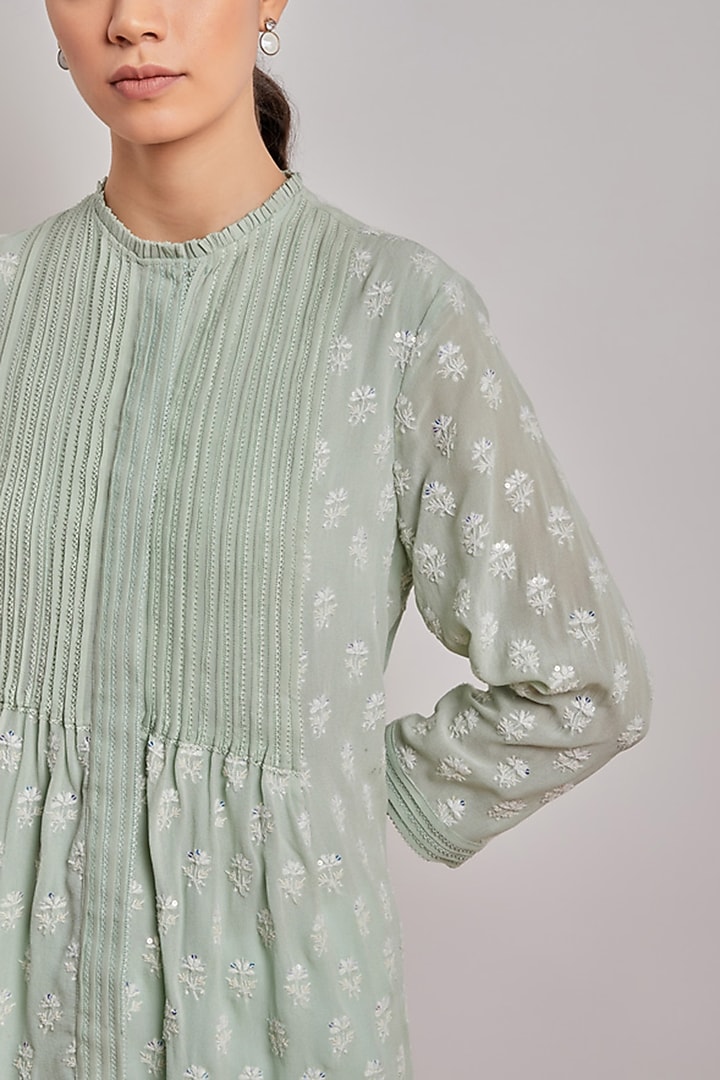 Mint Green Chikankari Tunic by Patine at Pernia's Pop Up Shop