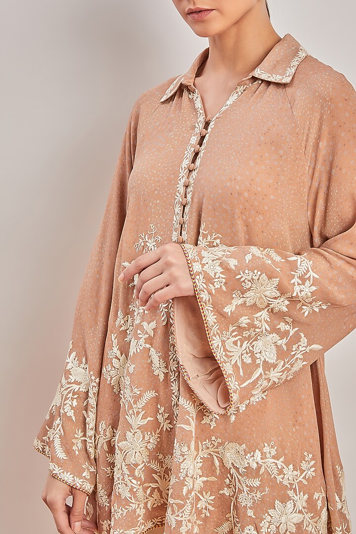 Nude Printed & Embroidered Shirt by Patine at Pernia's Pop Up Shop
