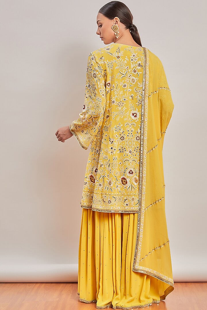 Yellow Embroidered Bridal Sharara Set by Patine at Pernia's Pop Up Shop