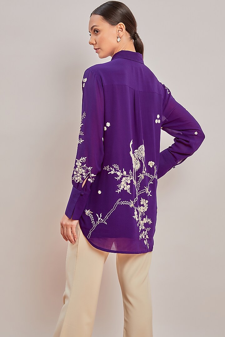 Purple Pearl Embroidered Shirt by Patine at Pernia's Pop Up Shop