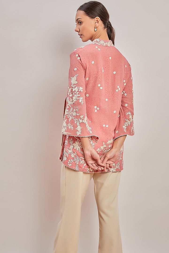 Blush Pink Printed & Embroidered Shirt by Patine at Pernia's Pop Up Shop
