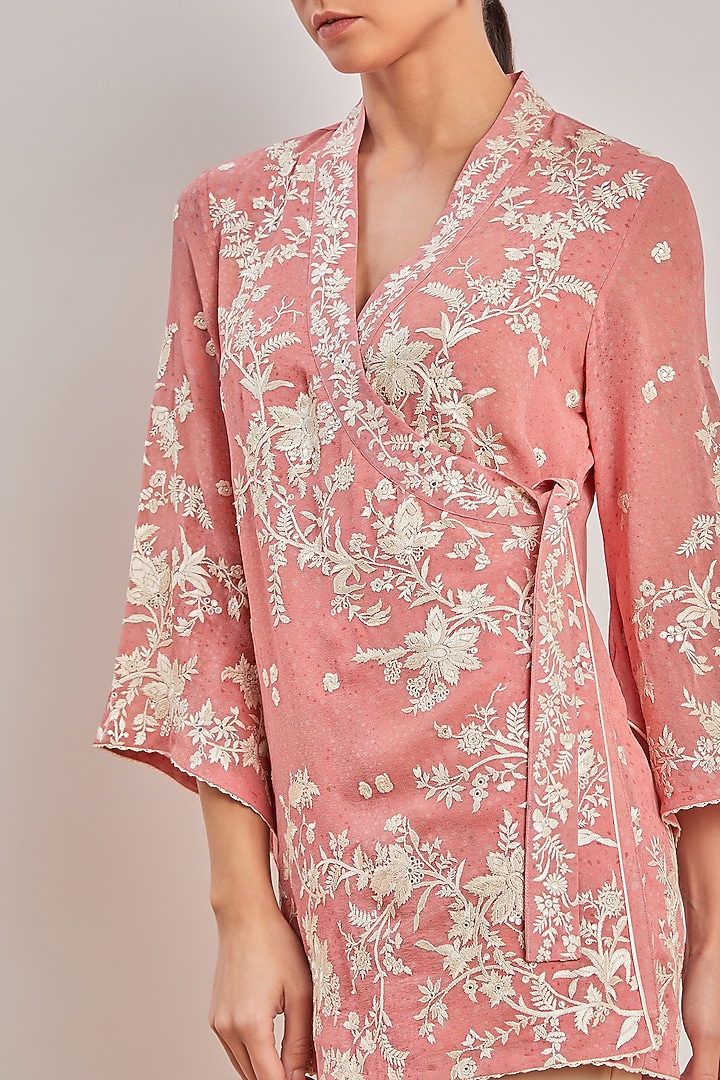 Blush Pink Printed & Embroidered Shirt by Patine at Pernia's Pop Up Shop