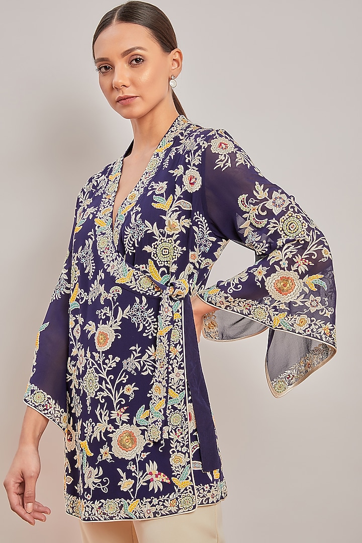 Purple Embroidered Wrap Top by Patine at Pernia's Pop Up Shop