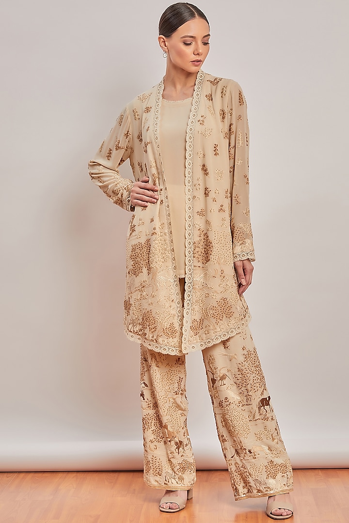 Nude Embroidered Tunic Set by Patine