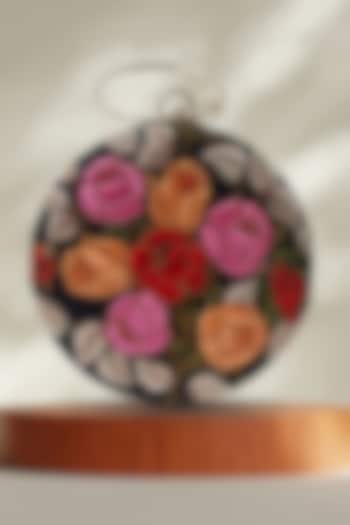 Black Velvet Rubies & Resham Embroidered Handcrafted Clutch by PAAVNII at Pernia's Pop Up Shop