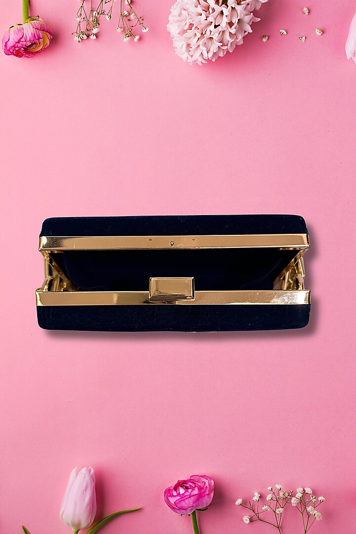 Black Velvet Bee Resham Embroidered Mini Clutch by PAAVNII at Pernia's Pop Up Shop