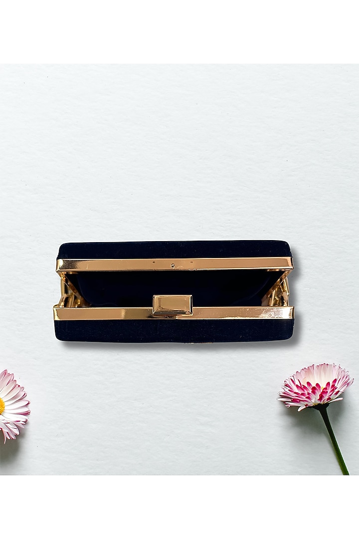 Black Velvet Lion Resham Embroidered Mini Clutch by PAAVNII at Pernia's Pop Up Shop