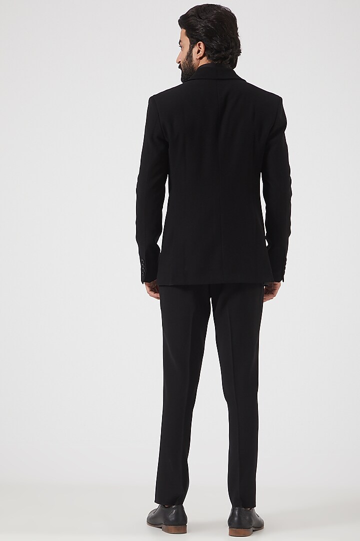 Black Leather Embroidered Tuxedo by PAWAN SACHDEVA at Pernia's Pop Up Shop
