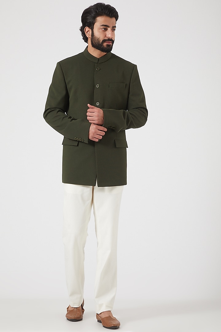 Heavy Green Embroidered Jodhpuri Bandhgala Jacket by PAWAN SACHDEVA