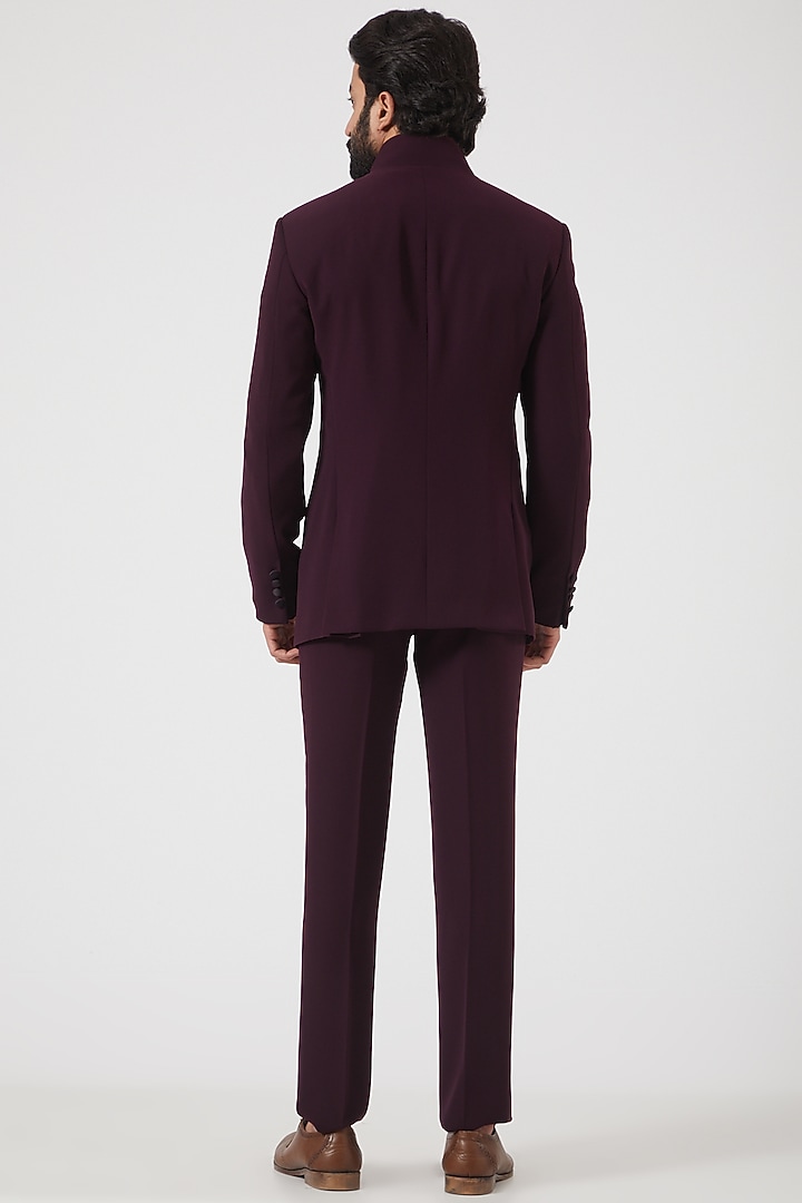 Dark Wine Embroidered Jodhpuri Wedding Bandhgala Jacket by PAWAN SACHDEVA at Pernia's Pop Up Shop