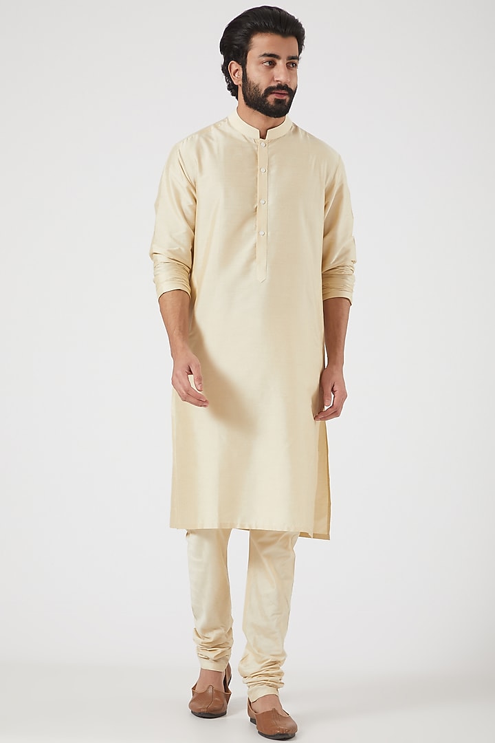 Gold Embroidered Front-Open Groom Sherwani Set by PAWAN SACHDEVA at Pernia's Pop Up Shop