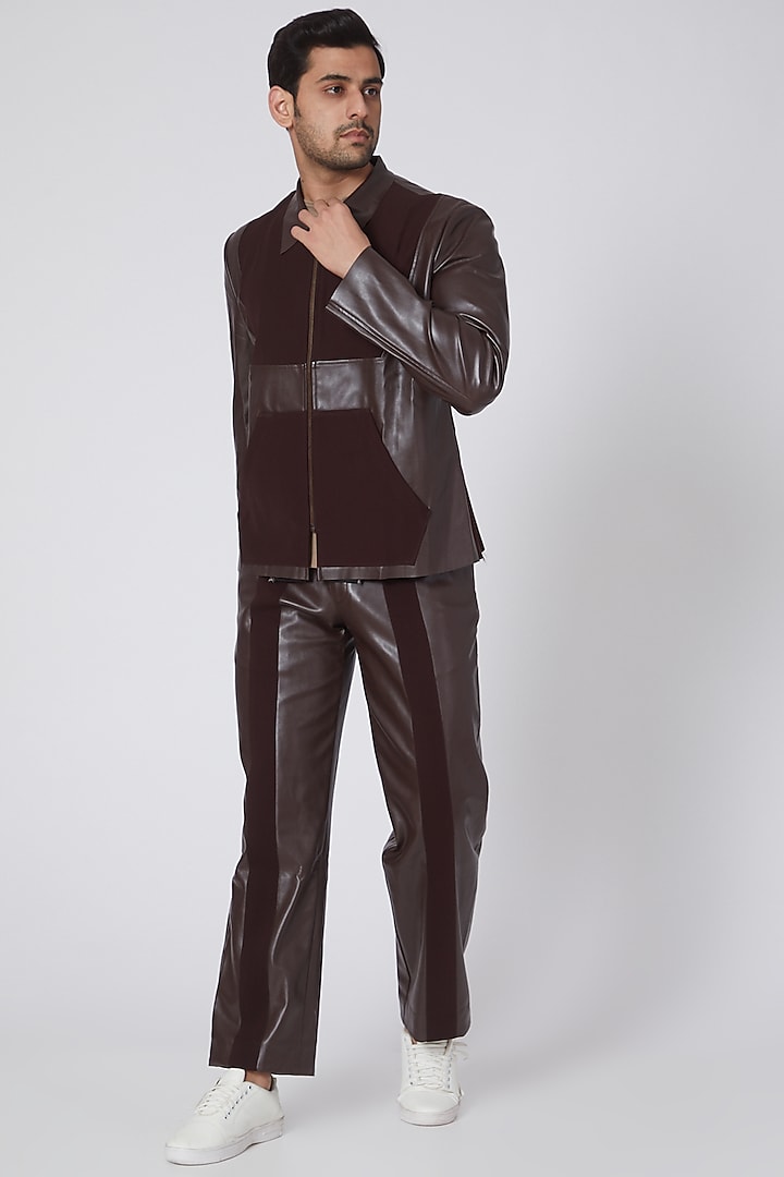 Brown Leather Suit by PAWAN SACHDEVA at Pernia's Pop Up Shop