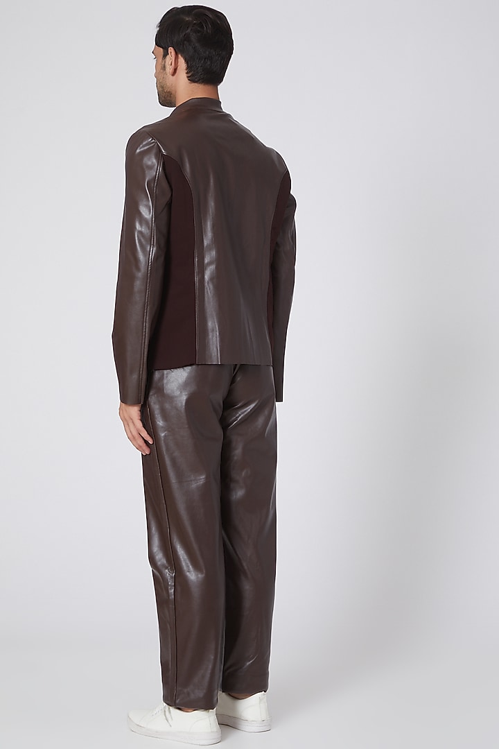 Brown Leather Suit by PAWAN SACHDEVA at Pernia's Pop Up Shop 2025