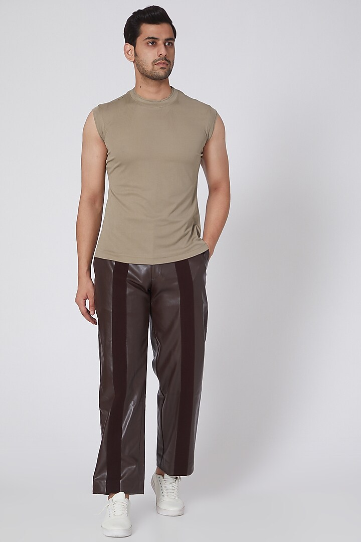 Brown Leather Suit by PAWAN SACHDEVA at Pernia's Pop Up Shop