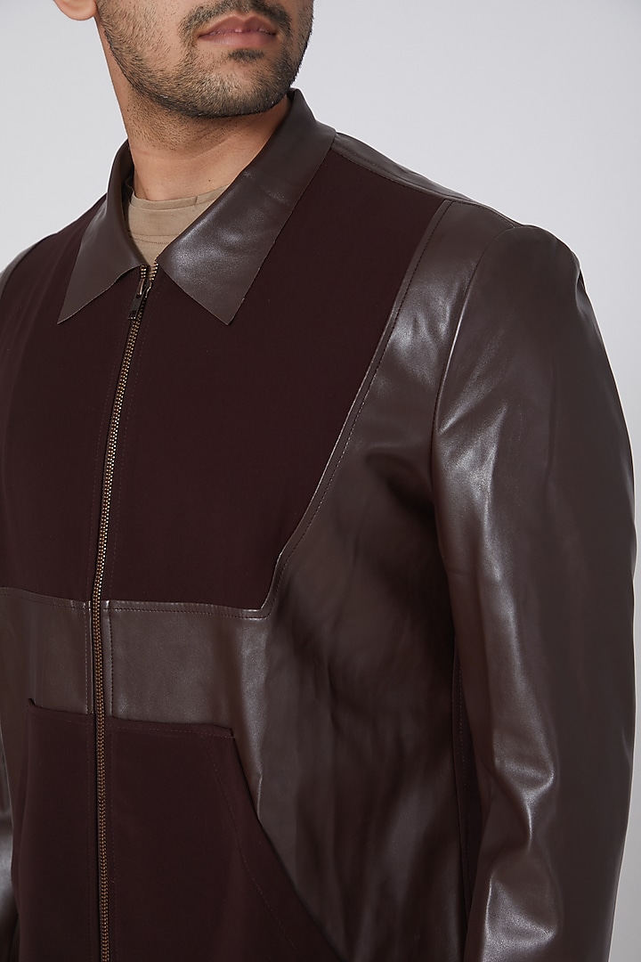 Brown Leather Suit by PAWAN SACHDEVA at Pernia's Pop Up Shop