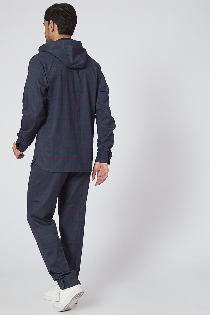 Grey Checkered Hoodie With Pants by PAWAN SACHDEVA at Pernia's Pop Up Shop