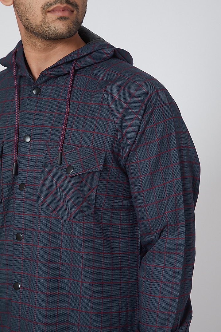 Grey Checkered Hoodie With Pants by PAWAN SACHDEVA at Pernia's Pop Up Shop