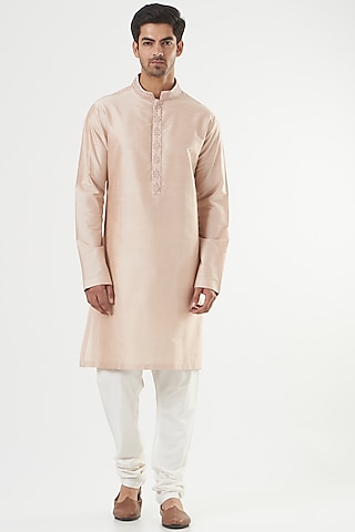 Nude Embroidered Kurta Set by PAWAN SACHDEVA