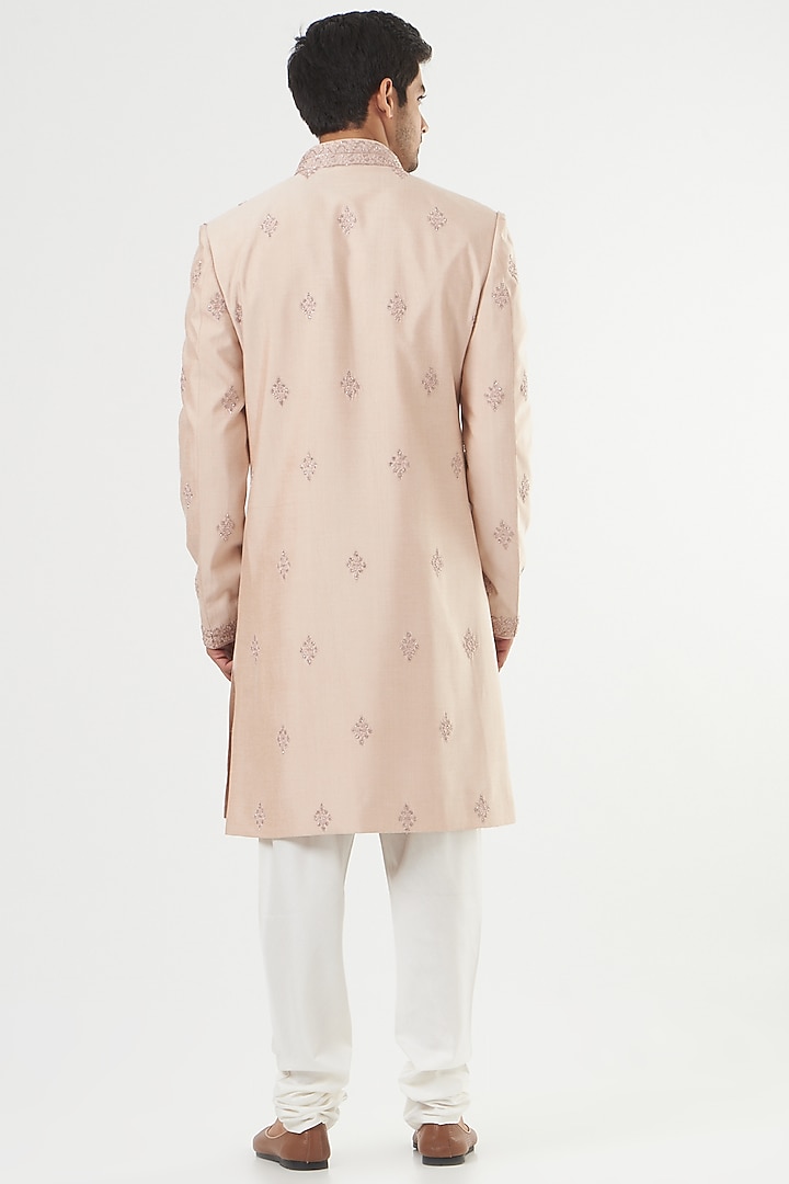 Nude Embroidered Indo Western Jacket With Kurta Set by PAWAN SACHDEVA at Pernia's Pop Up Shop
